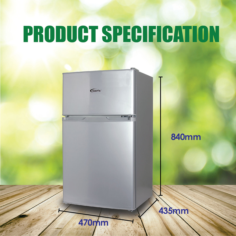 PowerPac 2-Door Mini Bar Fridge 71L Silver PPF85