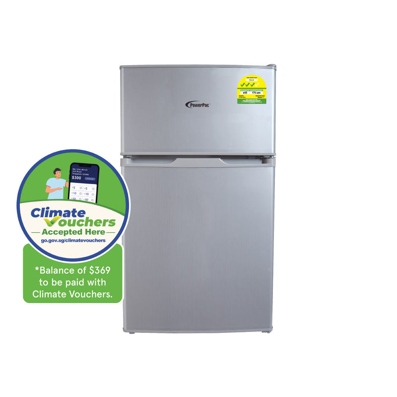 PowerPac 2-Door Mini Bar Fridge 71L Silver PPF85