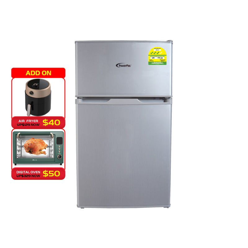 PowerPac 2-Door Mini Bar Fridge 71L Silver PPF85