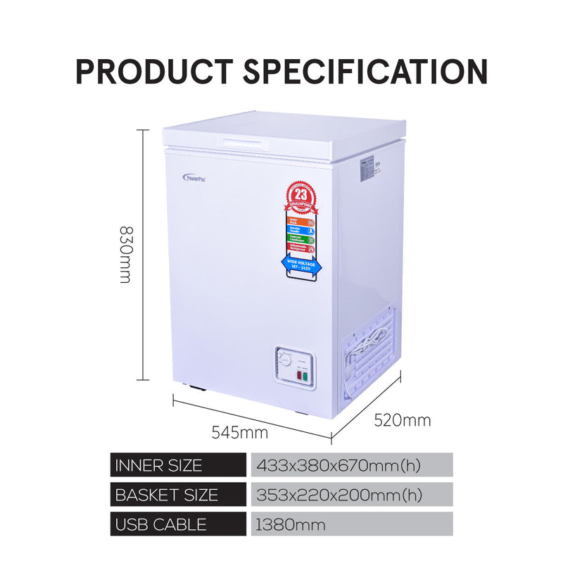 PowerPac 100L Chest Freezer PPFZ100