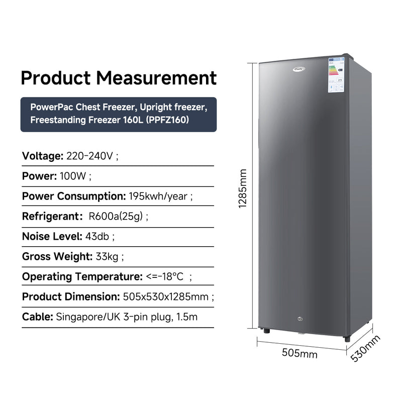 PowerPac 160L Upright Freezer PPFZ160