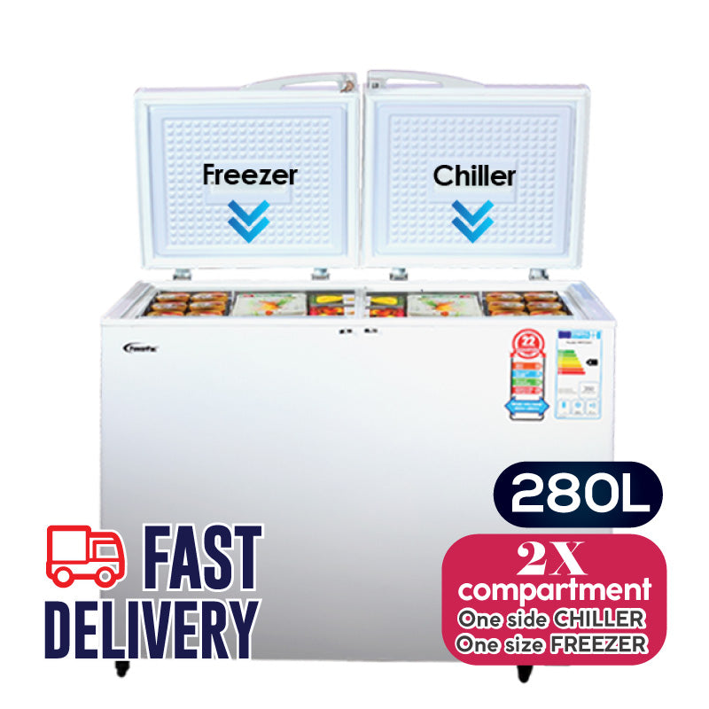 PowerPac 280L 2-Door Chest Freezer PPFZ280