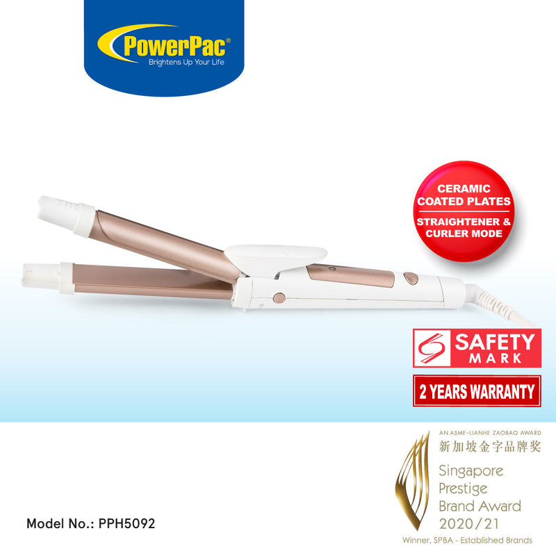 PowerPac 2-in-1 Electric Hair Curler & Straightener PPH5092