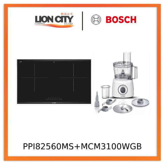 Bosch PPI82560MS 78CM Built-in Induction Hob +  MCM3100WGB Food processor MultiTalent 3700 W White