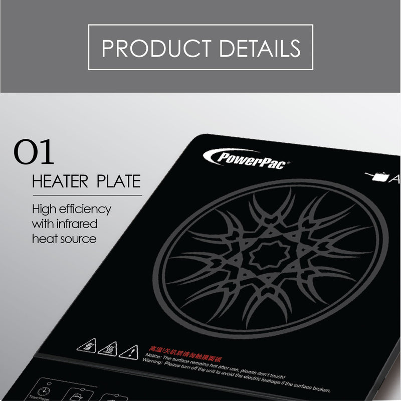 PowerPac 2000W Ceramic Cooker PPIC832