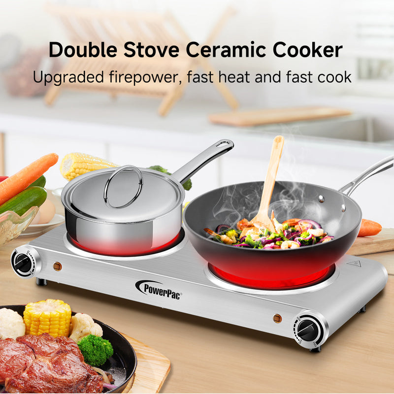 PowerPac 2400W Double Ceramic Cooker PPIC862A