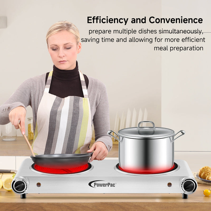 PowerPac 2400W Double Ceramic Cooker PPIC862A