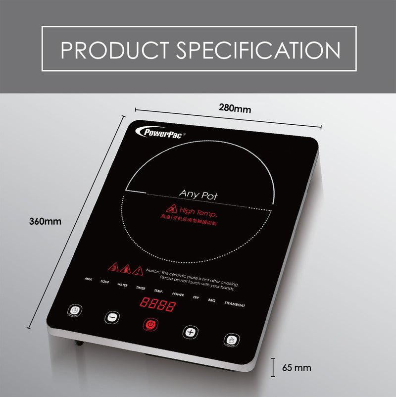 PowerPac 2000W Ceramic Cooker PPIC880