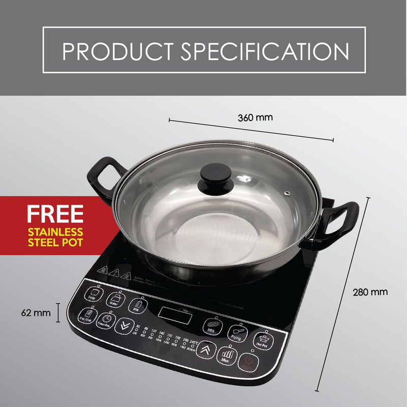 PowerPac Steamboat Induction Cooker with Pot PPIC887