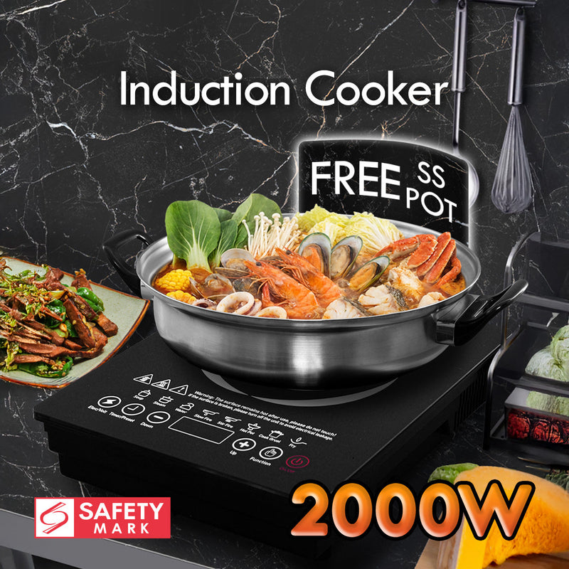 PowerPac Steamboat Induction Cooker with Stainless Steel Pot PPIC888A