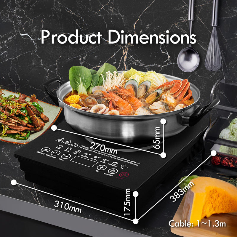PowerPac Steamboat Induction Cooker with Stainless Steel Pot PPIC888A