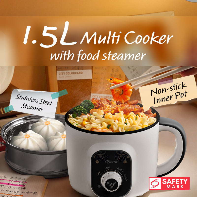 PowerPac 1.5L Steamboat Multi Cooker with Steamer PPJ2020