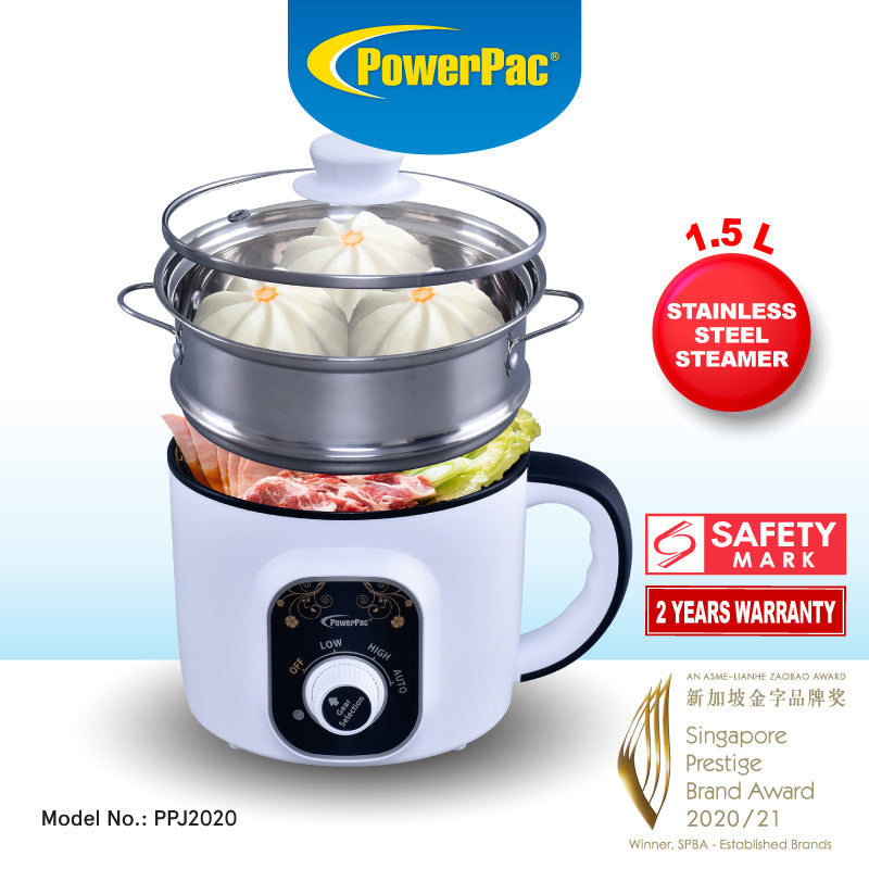 PowerPac 1.5L Steamboat Multi Cooker with Steamer PPJ2020