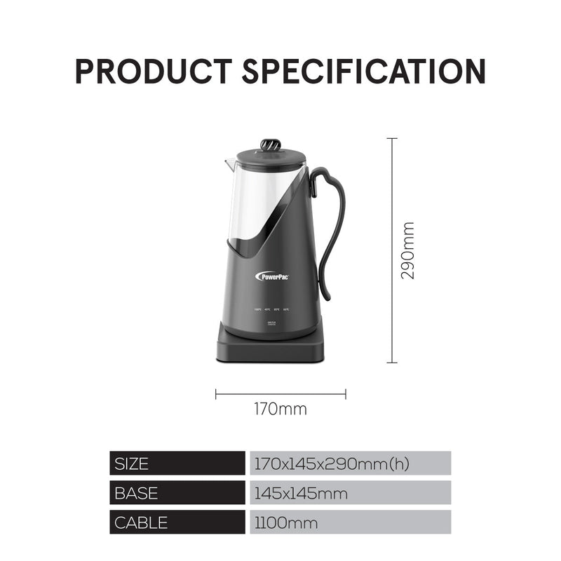 PowerPac 1.5L Digital Kettle Jug PPJ2031
