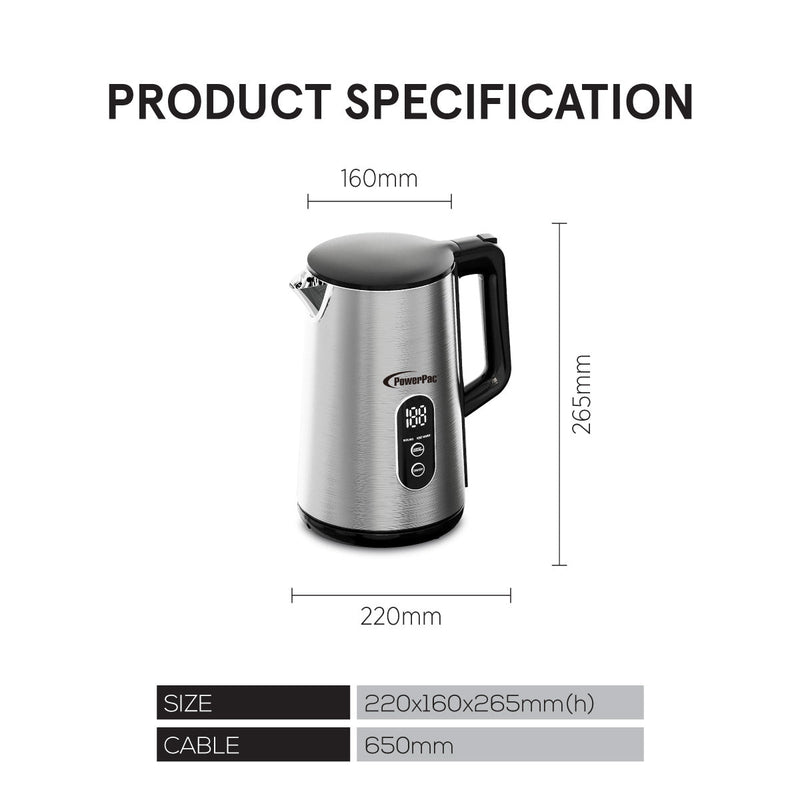 PowerPac 1.7L Digital Kettle Jug PPJ2032