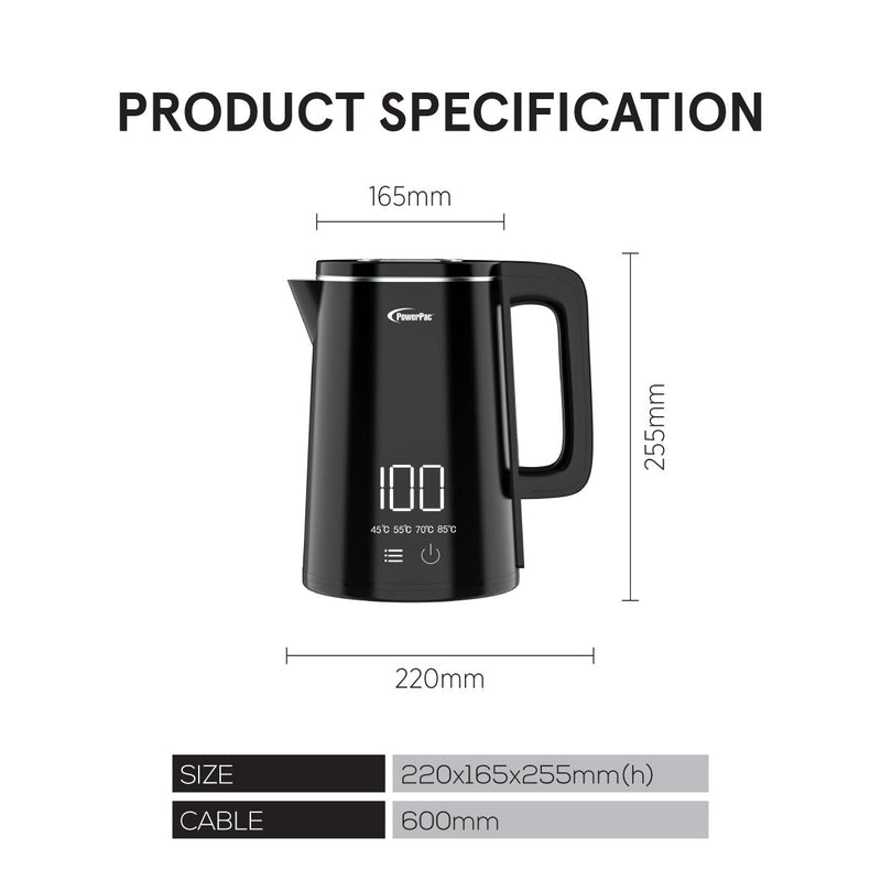 PowerPac 1.8L Digital Kettle Jug PPJ2035