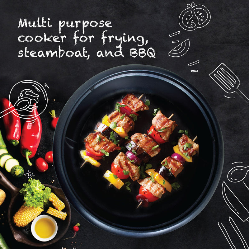 PowerPac 1.1L 2-in-1 Steamboat & BBQ Multi Cooker PPMC182