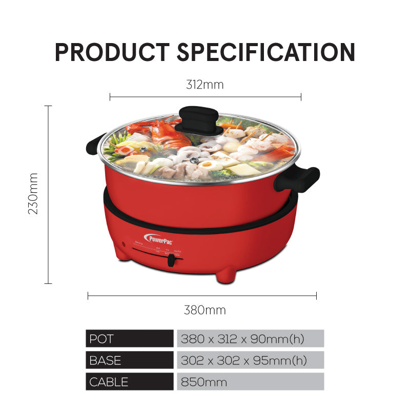 PowerPac 5L Steamboat & Multi Cooker PPMC185