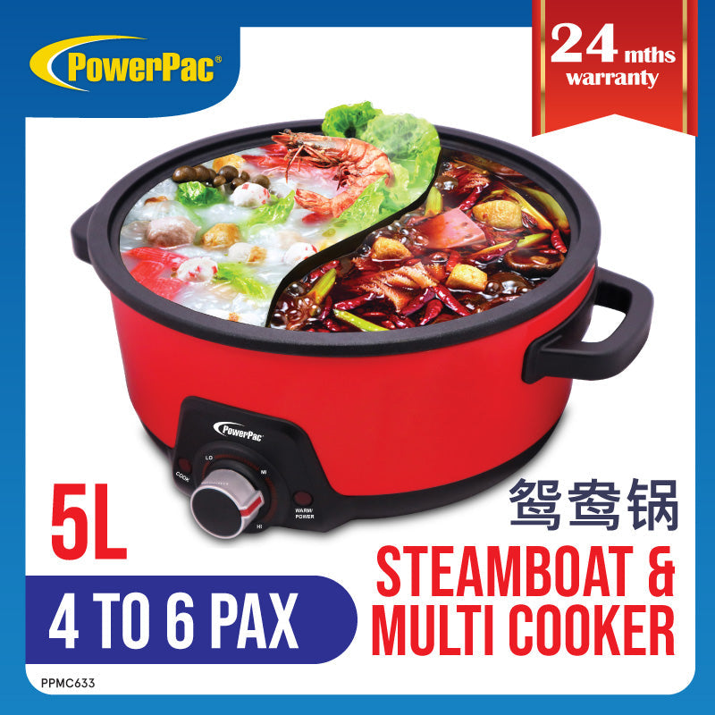 PowerPac 5L Steamboat & Multi Cooker with Yuanyang Pot PPMC633