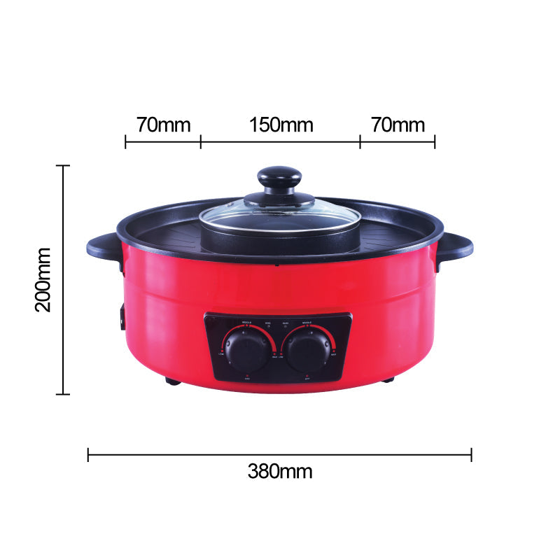 PowerPac 1500W 2-in-1 Steamboat & BBQ Grill Multi Cooker PPMC677