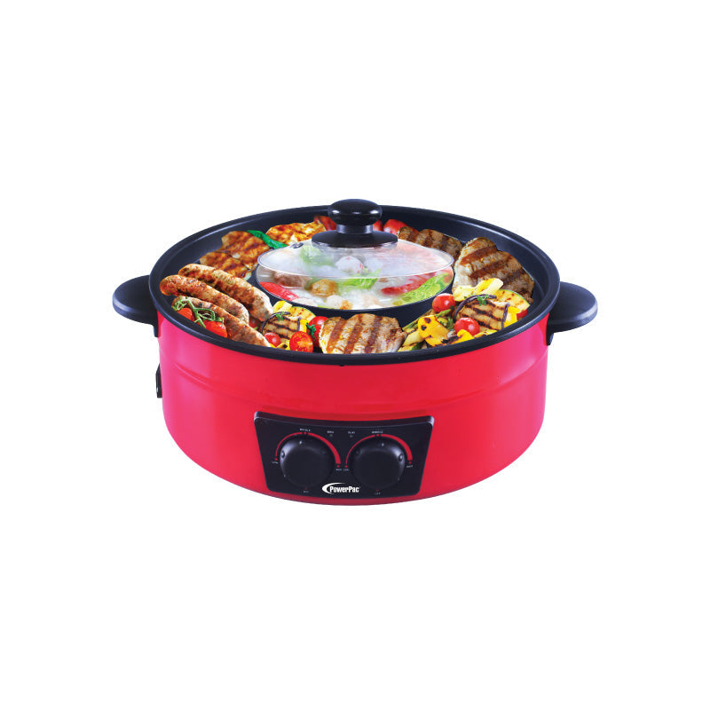 PowerPac 1500W 2-in-1 Steamboat & BBQ Grill Multi Cooker PPMC677