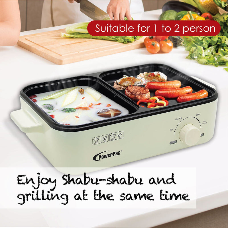 PowerPac 1L 2-in-1 Steamboat & BBQ Multi Cooker PPMC728
