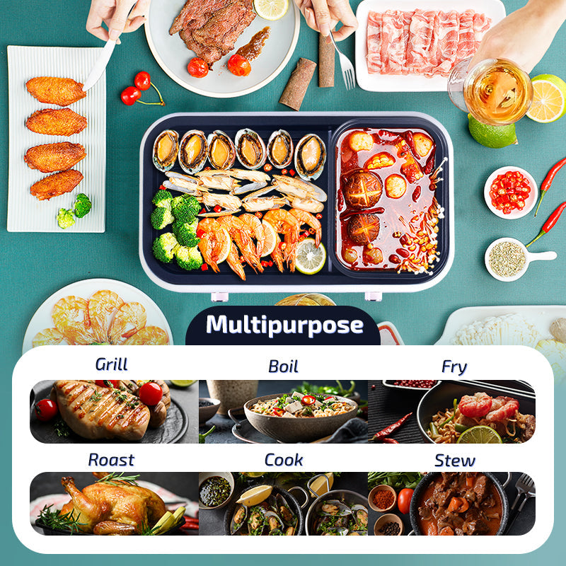 PowerPac 1.8L 2-in-1 Steamboat & BBQ Grill Multi Cooker PPMC763