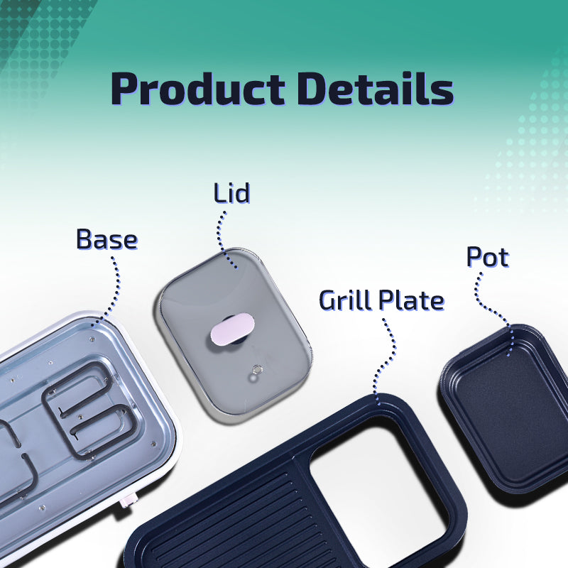 PowerPac 1.8L 2-in-1 Steamboat & BBQ Grill Multi Cooker PPMC763