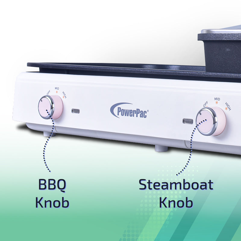 PowerPac 1.8L 2-in-1 Steamboat & BBQ Grill Multi Cooker PPMC763