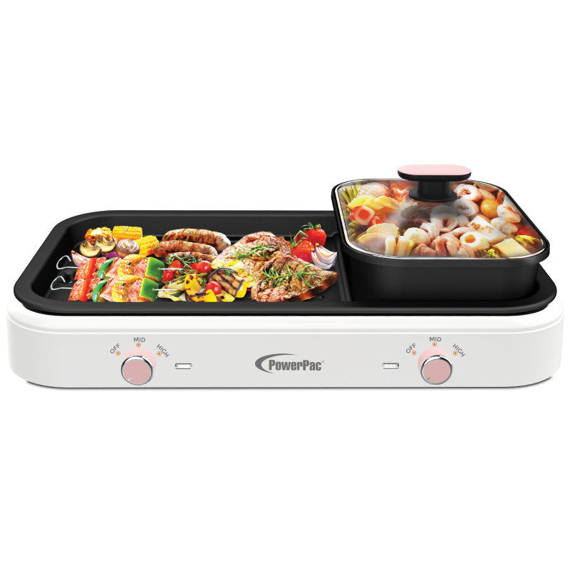 PowerPac 1.8L 2-in-1 Steamboat & BBQ Grill Multi Cooker PPMC763