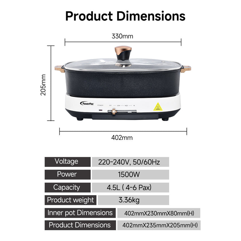 PowerPac 4.5L Steamboat & Multi Cooker PPMC768