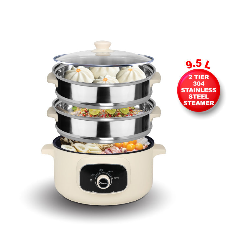 PowerPac 9.5L Multi Function Food Steamer PPMC787S