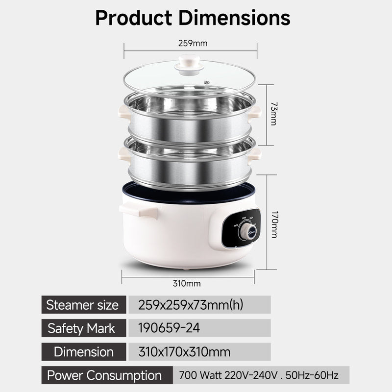 PowerPac 9.5L Multi Function Food Steamer PPMC787S