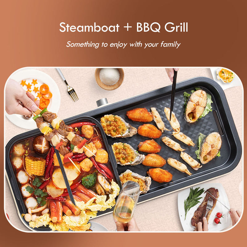 PowerPac 2-in-1 Steamboat with BBQ Grill PPMC797