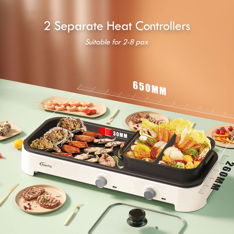 PowerPac 2-in-1 Steamboat with BBQ Grill PPMC797