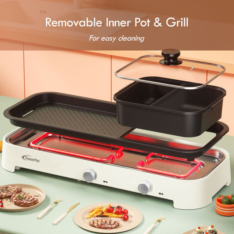 PowerPac 2-in-1 Steamboat with BBQ Grill PPMC797