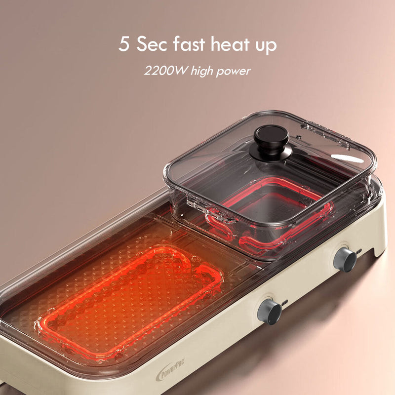 PowerPac 2-in-1 Steamboat with BBQ Grill PPMC797