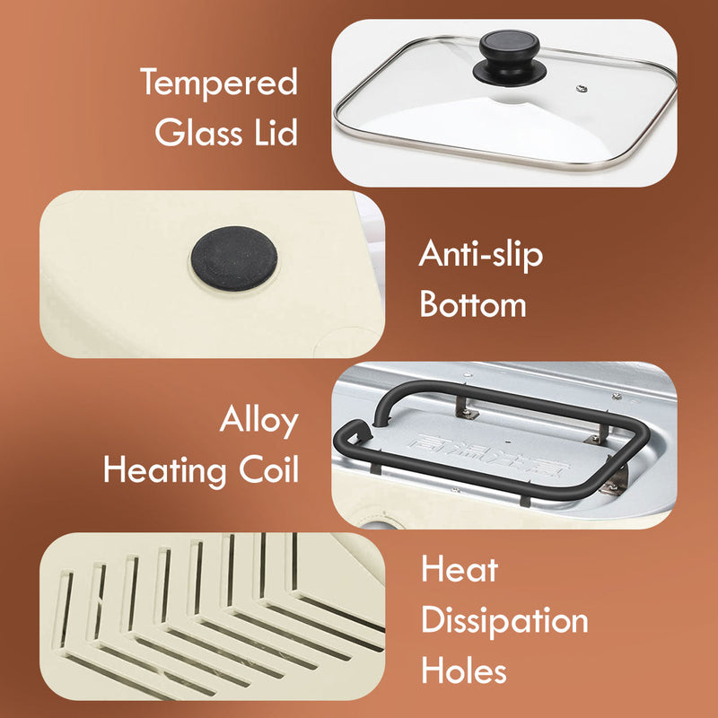 PowerPac 2-in-1 Steamboat with BBQ Grill PPMC797