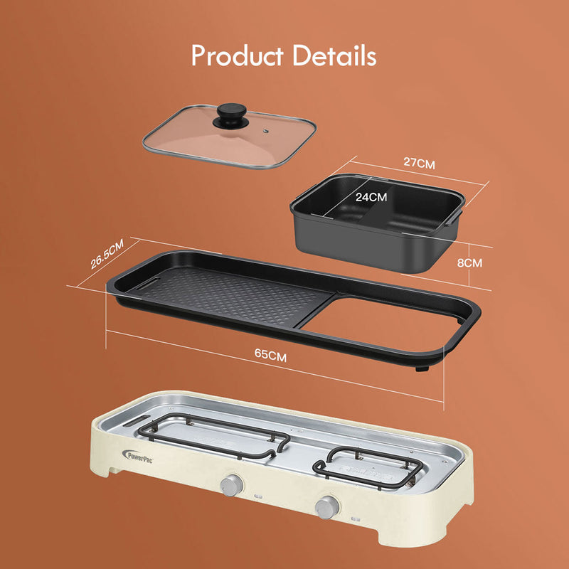 PowerPac 2-in-1 Steamboat with BBQ Grill PPMC797
