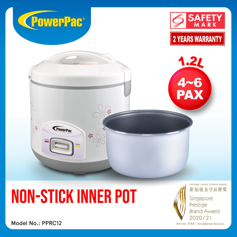 PowerPac 1.2L Rice Cooker with Steamer PPRC12-Nonstick