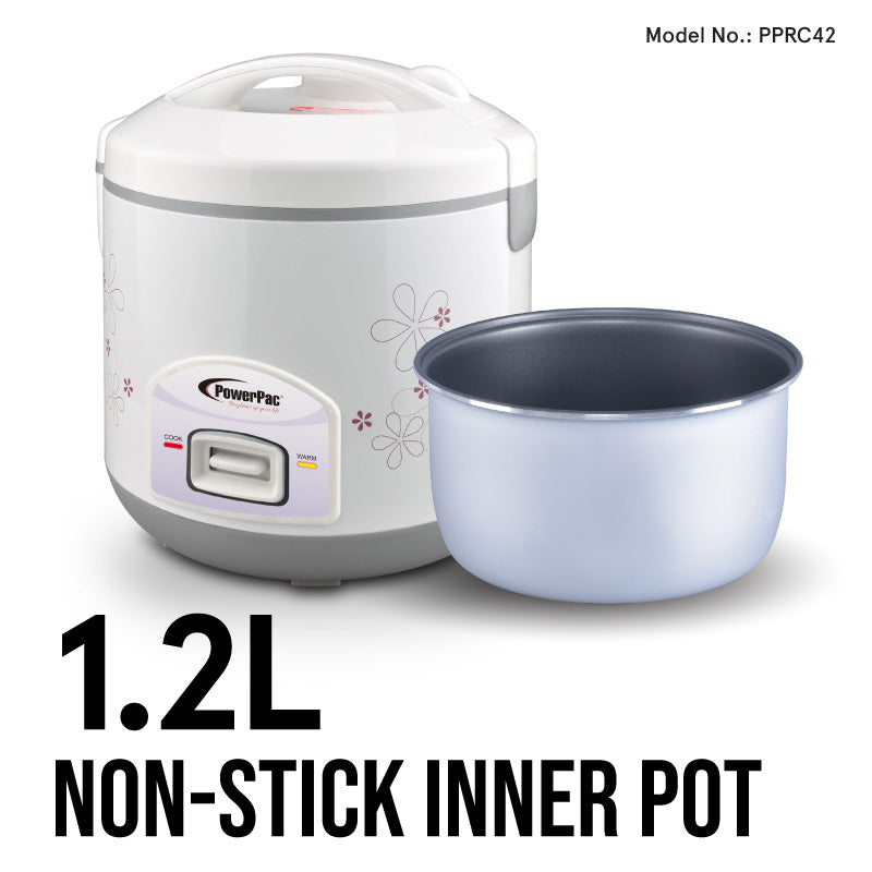 PowerPac 1.2L Rice Cooker with Steamer PPRC12-Nonstick