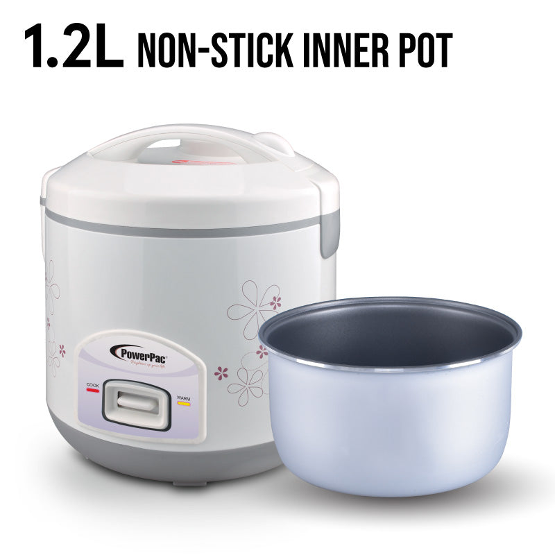 PowerPac 1.2L Rice Cooker with Steamer PPRC12-Nonstick