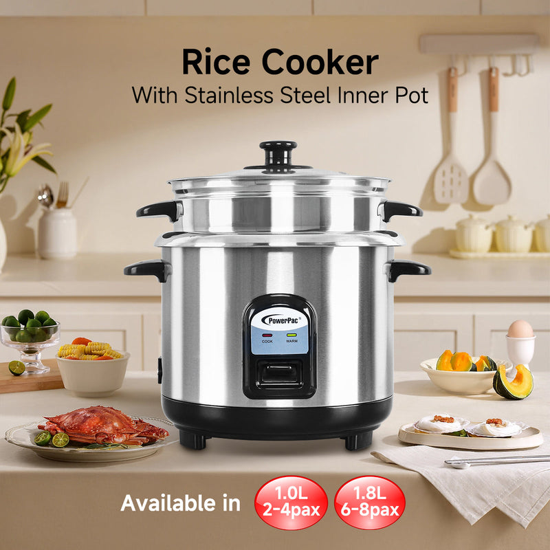 PowerPac 1L Rice Cooker with Steamer PPRC31