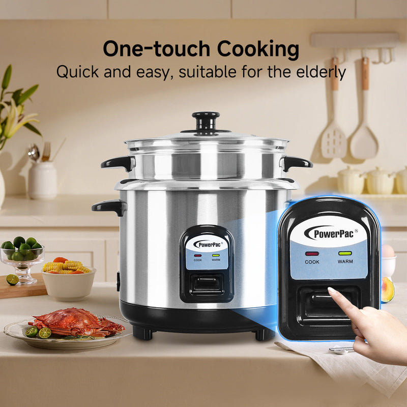 PowerPac 1.8L Rice Cooker with Steamer PPRC32