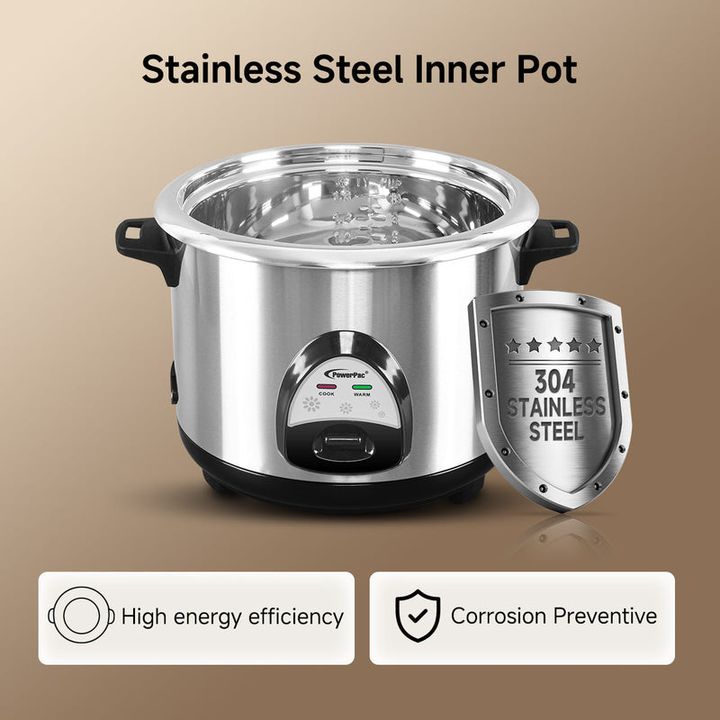 PowerPac 1.8L Rice Cooker with Steamer PPRC32