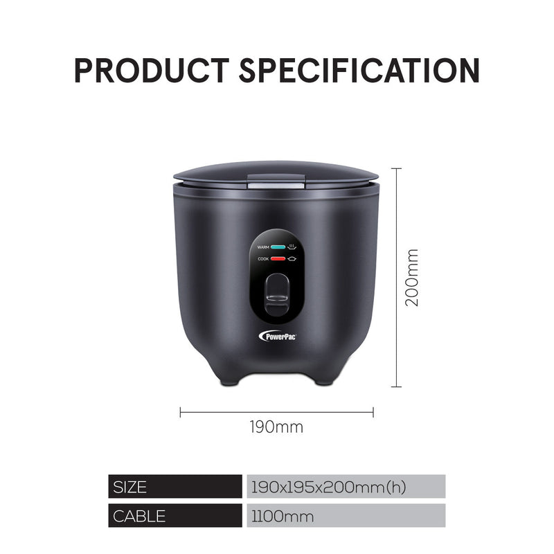 PowerPac 0.5L Mini Rice Cooker PPRC607