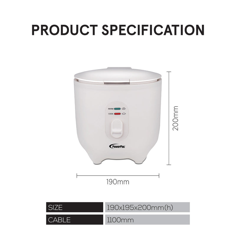 PowerPac 0.5L Mini Rice Cooker PPRC607