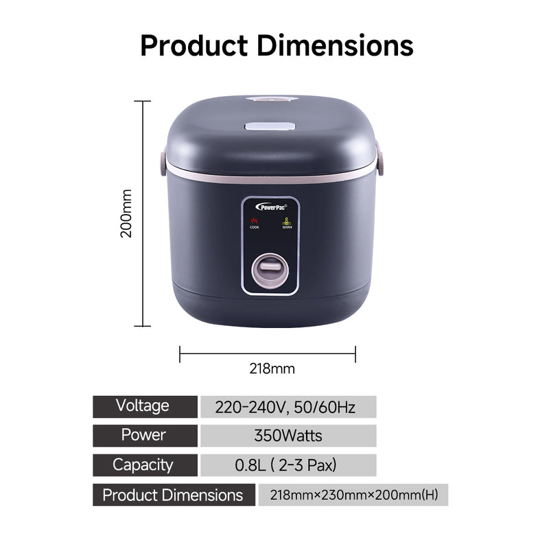 PowerPac 0.8L Rice Cooker PPRC610