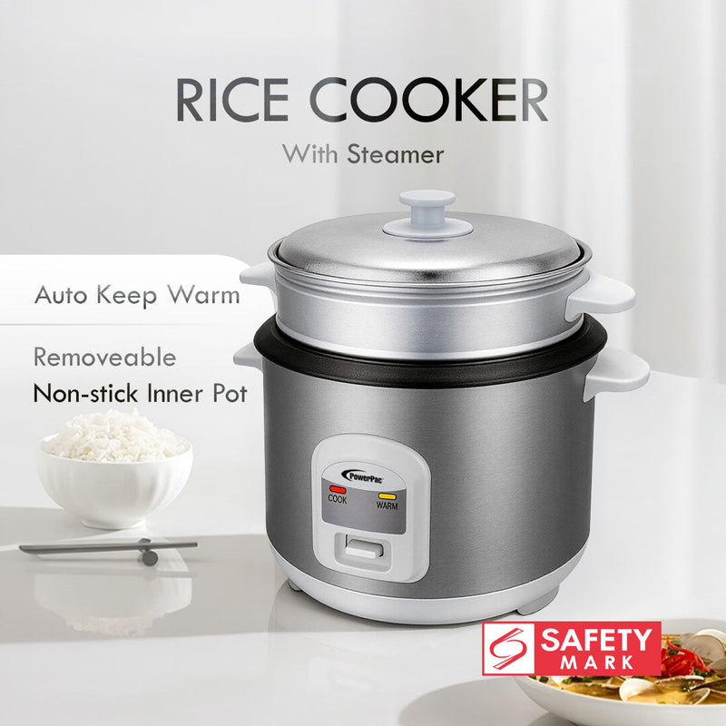 PowerPac 1L Rice Cooker with Steamer PPRC64