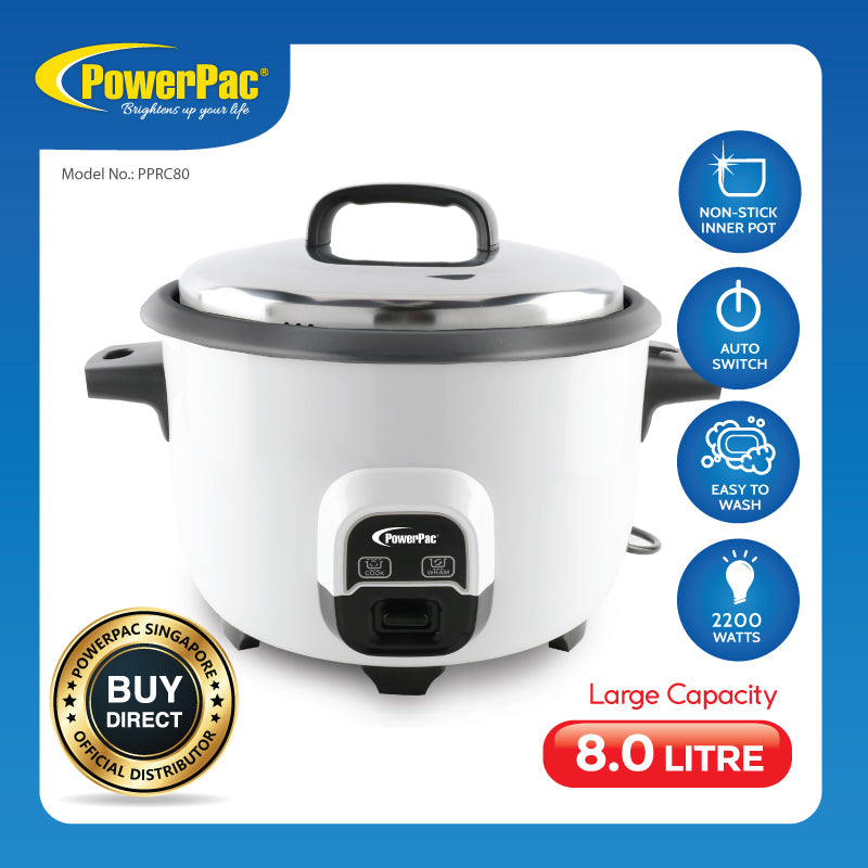 PowerPac 8.0L Commercial Rice Cooker PPRC80